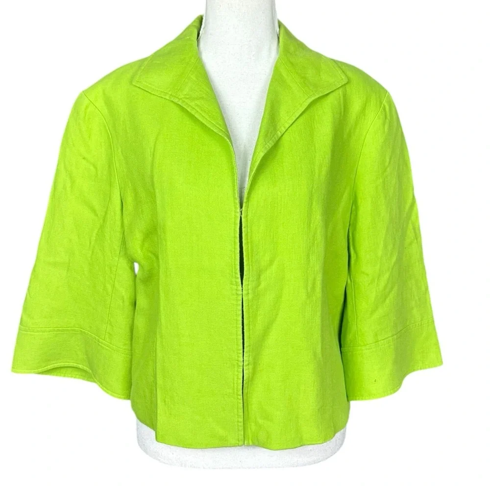 LAFAYETTE 148 NEW YORK: Green Sleeveless Midi Linen Dress &  Blazer Set -size 14